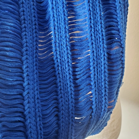 Vtg American Eagle Infinity Scarf 100% Cotton Knit Royal Blue - Picture 6 of 6